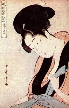 dormitorio Arte - Mujer en el dormitorio en una noche lluviosa Kitagawa Utamaro Ukiyo e Bijin ga